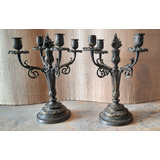 Antiguo Par De Candelabros 5 Luces Estilo Frances De Calidad