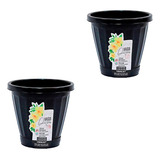 Kit 2 Vasos E Prato Anti Dengue Cachepot N13 Preto Uninjet