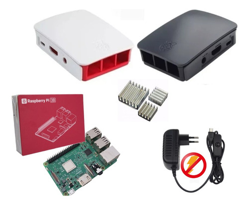 Kit Raspberry Pi3 Model B, Fonte , Case, Dissipador