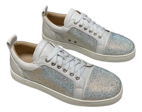Tenis Christian Louboutin Cl Louis Junior Sports Unisex Casuales Plata Y Blanco