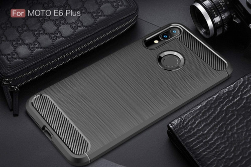 Funda Tpu Antigolpe Fiber Carbon Para Moto E6 Plus