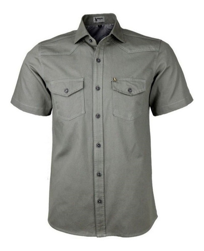 Camisa Social Masculina Review Estilo Militar Manga Curta Nf