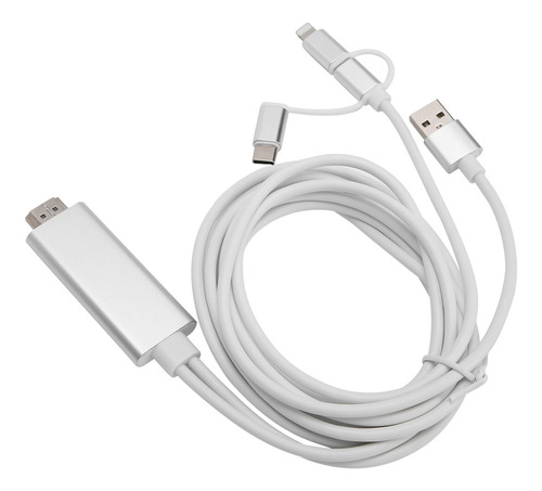 3 En 1 Micro Usb Tipo C A Hdmi Cable Adaptador De Espejo Hdm