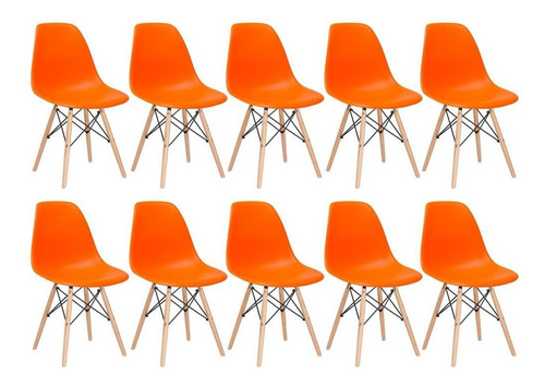 10 Cadeiras Charles Eames Wood Cozinha Eiffel Dsw Cores Cor Da Estrutura Da Cadeira Laranja