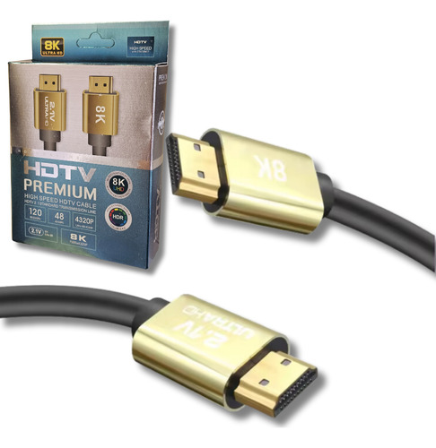 Cable 2m Hdmi 8k 120hz 2.1 Hdr Earc 48gbps Oro Amitosai