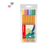 Caneta Stabilo Pastel Kit Com 8 Cores Ponta Fina Point 88