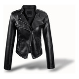 Chaqueta Rompeviento De Cuero Sintético For Moto For Mujer