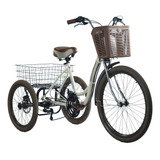 Triciclo Bicicleta Alumínio Retro Creme Retro Vintage