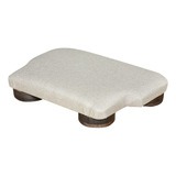 Sinobest Footrest Stool, Linen Ottoman Stool With Wooden Le.