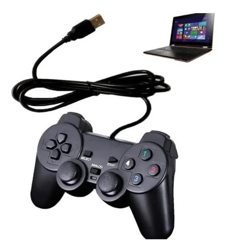 Controle Preto Usb Joystick Dual Shock Pc Computador Ps2 F