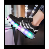 Zapatos Deportivo Con Ruedas Color De Luz Led Adultos Y Niño