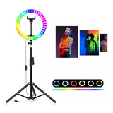 Aro De Luz Para Celular 26cm Multicolor Rgb + Tripode 2.10cm