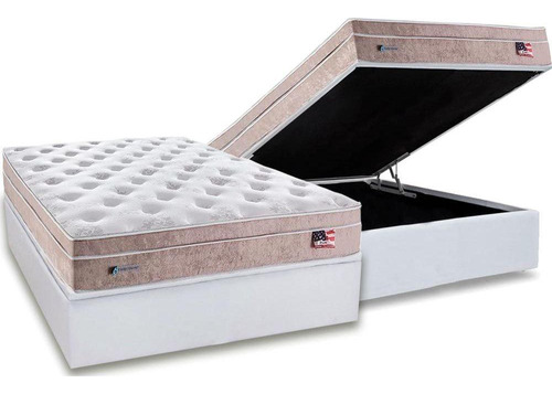 Cama Box Baú Casal: Colchão Molas Ensacadas Plumatex Master