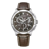 Reloj Citizen Eco Drive Perpetuo Crono Bl8160-07x Color De La Correa Café