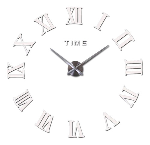 Reloj De Pared 3d Tamaño Mediano 80 X 80 Cm Color Plateado  