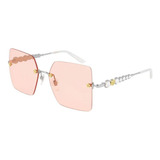 Gucci Gg0644s 003 Square Shape Rosa Transparente Plata