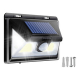 Panel Reflector Solar Led Cob Y Smd Sensor De Movimiento Carcasa Negro Luz Blanco