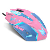 Mouse Optico Gamer 7 Colores Ergonomico Cable Usb Rosa Azul