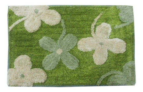 Alfombra De Baño Microfibra Diseño Sugar 40x60 Cm Color Verde/natural Floreado