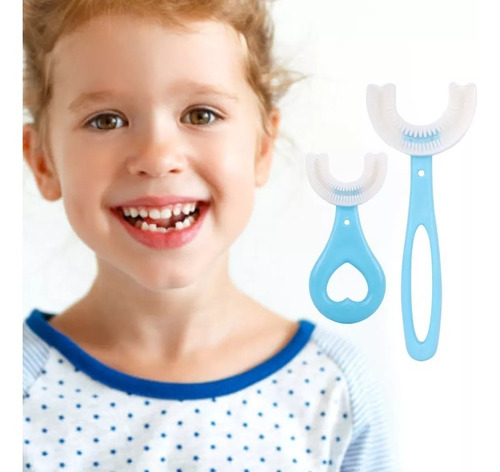 Escova Dentes Infantil Forma U 360° Autismo 6 À 12 Anos Azul