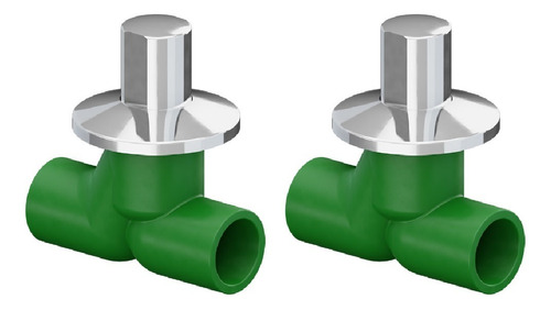 Kit 2 Llave De Paso Agua 20mm Con Campana Fusion Verde Tigre