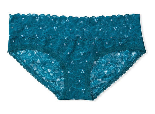 Panty Calzón Victoria Secret Sexy Encaje Chico S Azul Logo V