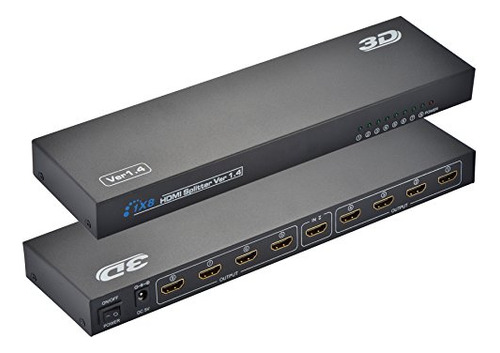 Óptima 3d 1080p 1x8 8 Puertos Hdmi V1.4 Splitter Alta Veloci