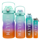 Kit Botellas De Agua - Termo Motivacional 4 Tamaños Antifuga