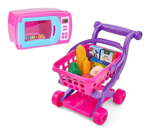 Carrinho Supermercado Compra Infantil Brinquedo + Microondas