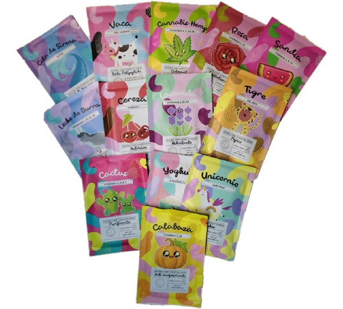 Macarilla Kawaii Lote De 5 Piezas Mascarilla Facial De Hoja