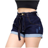 Short Curto Feminino Jeans C/lycra Original Bojo Removível