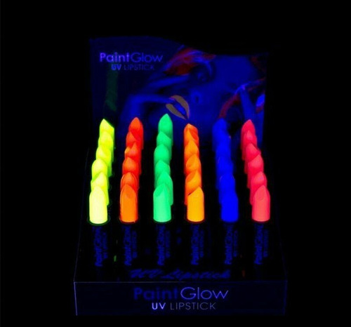 12 X Lápiz Labial Colores Flúor Glow Uv Fiesta Neón Labiales