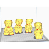 Macetas Mini Buda Set 4 Modelos Archivo Stl Impresion3d 