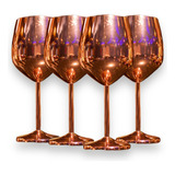 Set De 4 Copas Vino Cobre Premium, Coctel 500 Ml Bar