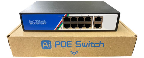 Switch Poe 8 + 2 Puertos, 10/100mbps 52v 2.3a - 120w