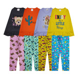 Kit 8 Pç Roupa Infantil Inverno Menina 4 Blusas + 4 Leggings