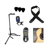 Combo Pie De Guitarra Plegable + Accesorios Completos Puas