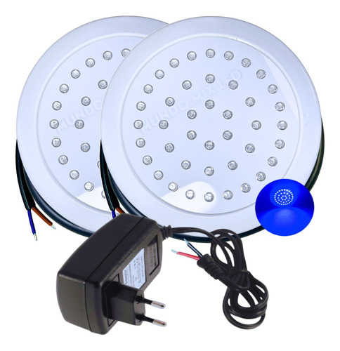 Kit Para Piscinas 02 Leds 35w Mono 56m² Fonte + Adapta Garra