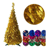 Arbol De Navidad Espiral Plegable 60cm Hojas Metalizado