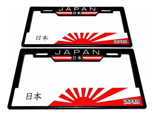 Par (2) Portaplacas Universal Bandera Japón