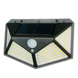 Luminária Solar 100 Leds Bateria Luz Jardim