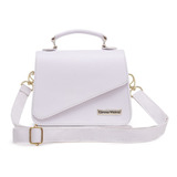 Bolsa Transversal Lorena Vitoria Viagem Mini Bag Blogueira Design Liso De Couro Sintético  Branca Com Alça De Ombro Branca Alças De Cor Branco