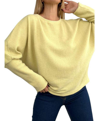 Sweater Lanilla Brush Manga Globo Calentito Invierno Mujer