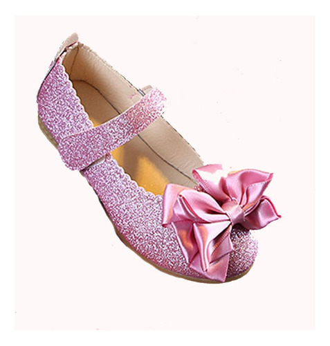 Zapatos De Tacón Bajo Con Flores De Princesa Para Niñas Rosa