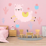 Vinilo Decorativo Para Pared Infantil Animales Llama 100x100