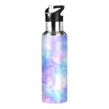 Galaxy Rainbow Star Tie Dye Sport Botella De Agua Con Pajita