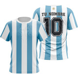 Camiseta Argentina Personalizada Nombre Numero A Eleccion 