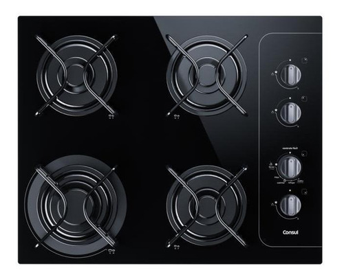 Cooktop 4 Bocas A Gás Bivolt 56x46cm Metal E Vidro - Consul