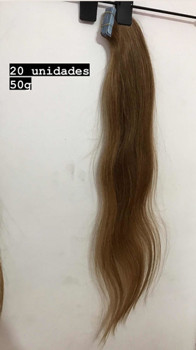 10 Extensiones Adhesiva Tape Pelo Natural Castaño Claro 50cm