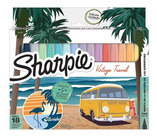 Marcadores Sharpie Vintage Travel X 18 Unidades + Stickers